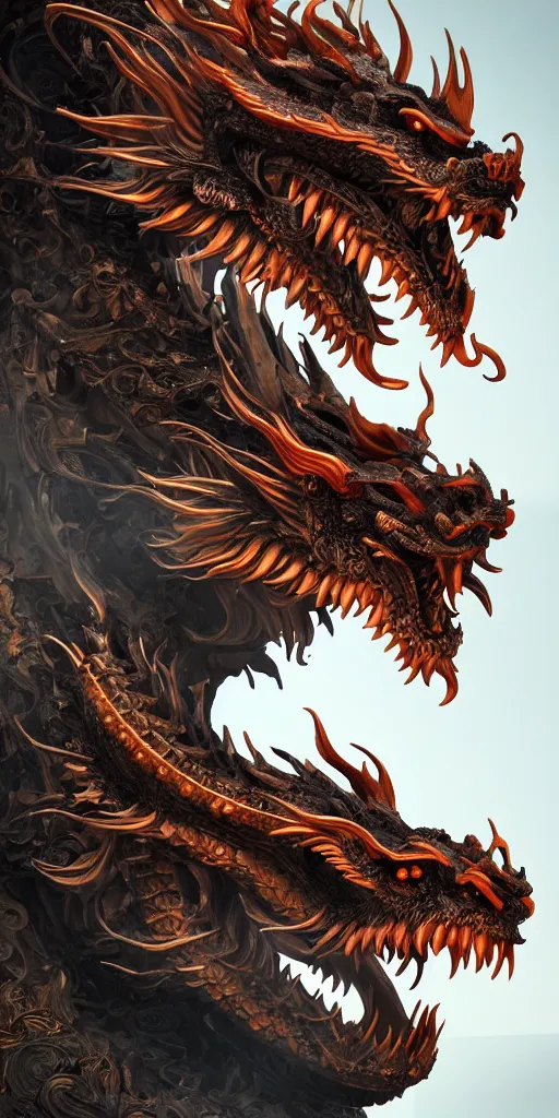 Image similar to a beautiful obverse portrait of a single huge chinese dragon, solid background, mechanical, metal, model design, fine texture structure, hyper detailed, perfect shadows, atmospheric lighting, 3 d render, the style of pascal blanche and sparth juan zigor samaniego, paul pepera pablo roldan, denoise, alone, 4 k hd