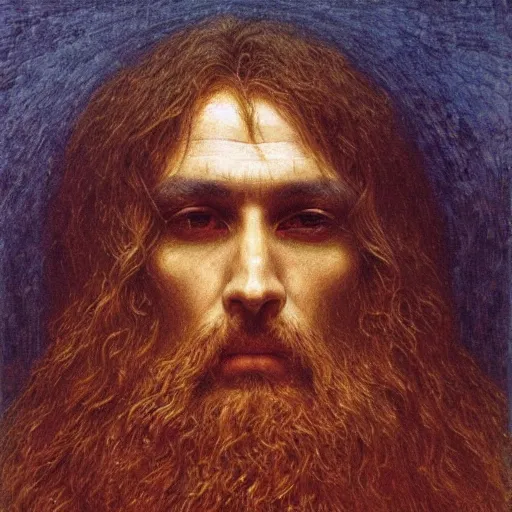 Image similar to Close-up portrait of a druid, by Jean Delville