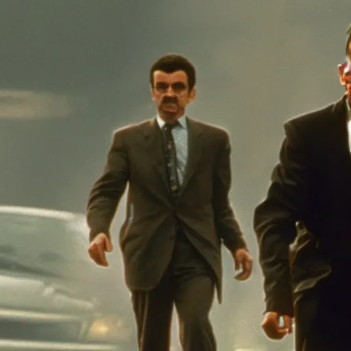 Image similar to A still of Mr Bean as the Terminator in The Terminator