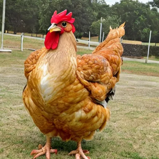 Prompt: giant chicken bred for war