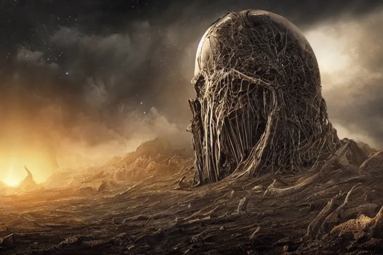 Image similar to the end of the universe, big crunch, end times apocalypse y yjessica rossier and hr giger