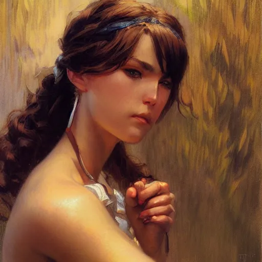 Prompt: detailed portrait of frowning anime girl, painting by gaston bussiere, craig mullins, j. c. leyendecker