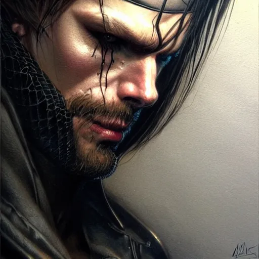 Image similar to portrait of snake from metalgear, dark, piercing eyes, exotic expression, esoteric clothing, photorealistic, highly detailed, mysterious lighting, artstation, smooth, sharp focus, art by michael whelan, artgerm, greg rutkowski and luis royo