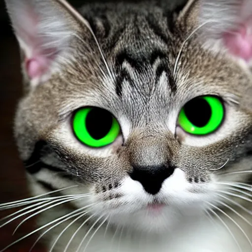 Image similar to surprised cat face, green fluffy