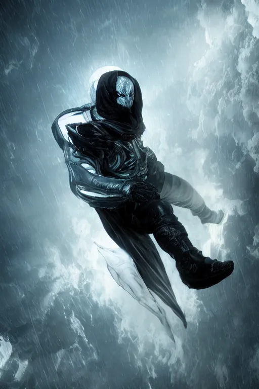 Image similar to hyperrealistic photography of Moon Knight mixed with Ghostrider style of wlop and Arkadiy Demchenko and Ivailo Ivanov and Niyazi Selimoglu, full-shot, merged character, 4k, highly detailed, cinematic lighting, photorealistic, 3d render, award winning render, unreal engine, masterpiece, octane render, sharp focus, studio lighting, 8k, hd