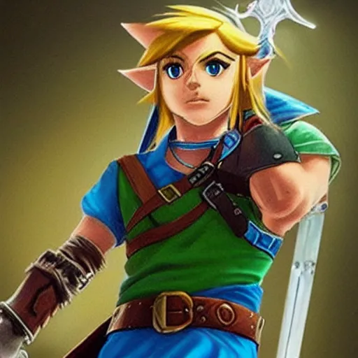 Image similar to link from zelda in the future, futuristic athmosphere, highly detailed, advanced technology