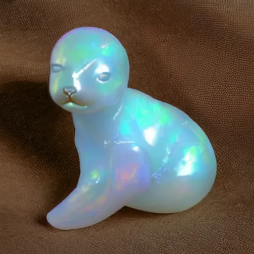 Image similar to opalescent baby seal figure opal pearl photograph realistic render