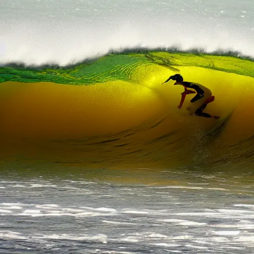 Image similar to riding a yellow wave