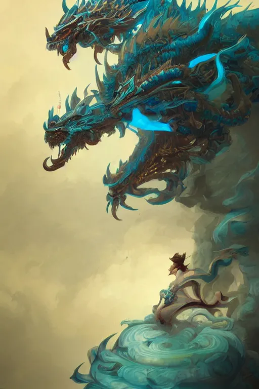 Image similar to cyan chinese dragon fantasy, intricate, elegant, highly detailed, digital painting, artstation, concept art, matte, sharp focus, illustration by peter mohrbacher greg rutkowski john howe zhang yu