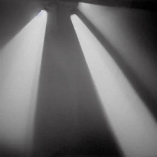 Prompt: volumetric fog in sunbeams entered through window in a dark basement, 1 9 9 0 film