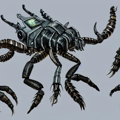 Prompt: detailed concept art of robot scorpion creature