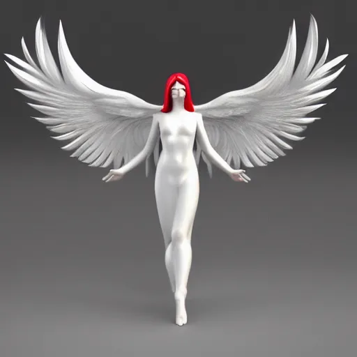 Prompt: 3 d model, high definition, biblically acurate angel, highly detailed, white, feathers, red, heavenly, dynamic lighting, realistic.