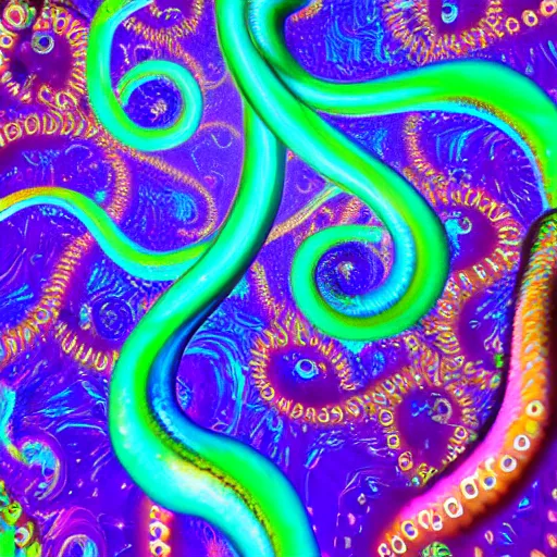 Prompt: Crazy fractals + squid tentacles + iridescent