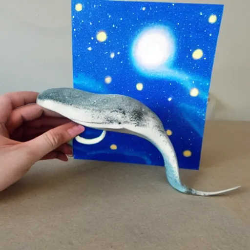 Prompt: stop motion a space whale