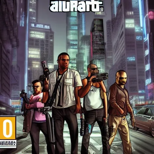 Prompt: grand theft auto : shadowrun, cover of game, hd