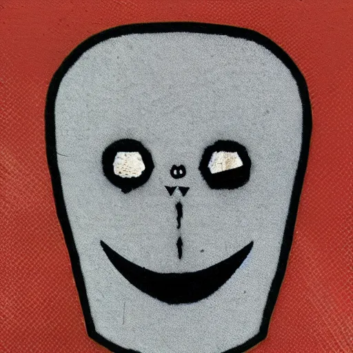 Image similar to textile cutout of a creepy face