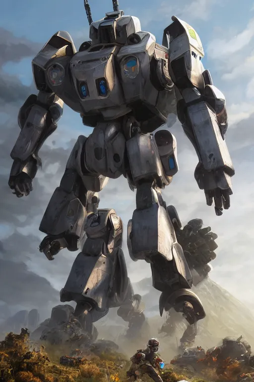 Image similar to mechwarrior 5 : mercenaries mech megaman transformer robot boss tank engine game octane render, 4 k, hd 2 0 2 2 3 d cgi rtx hdr style chrome reflexion glow fanart, global illumination ray tracing hdr fanart arstation by ian pesty by jesper ejsing pixar and disney unreal zbrush central hardmesh