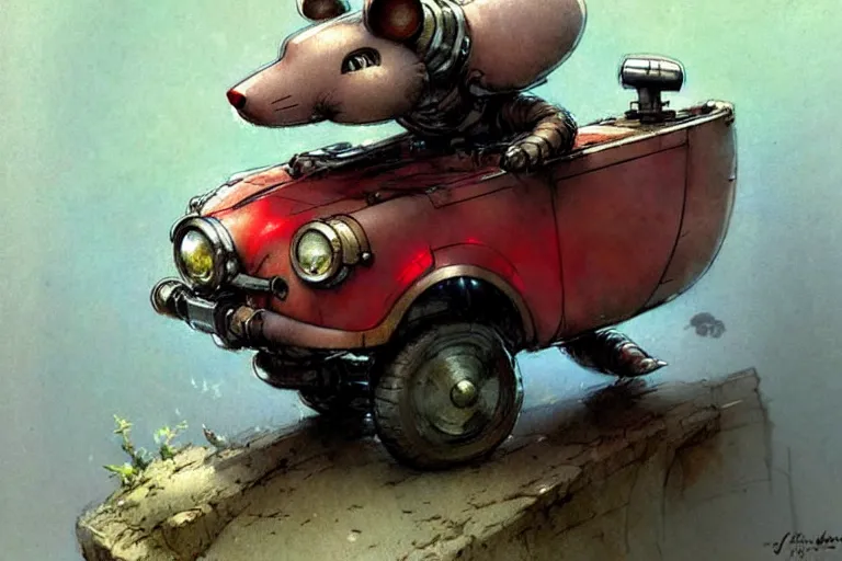 Image similar to adventurer ( ( ( ( ( 1 9 5 0 s retro future robot mouse explorer vehical. muted colors. ) ) ) ) ) by jean baptiste monge!!!!!!!!!!!!!!!!!!!!!!!!! chrome red