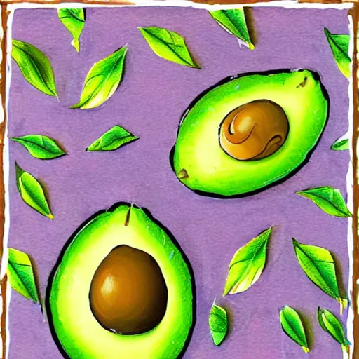 Prompt: avocado kawai art