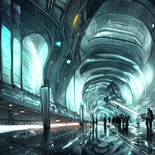 Image similar to The great underground city, sci-fi, digital art