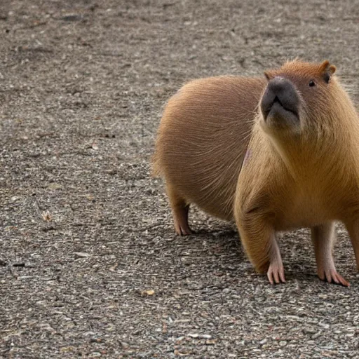 Prompt: a capybara playing drums