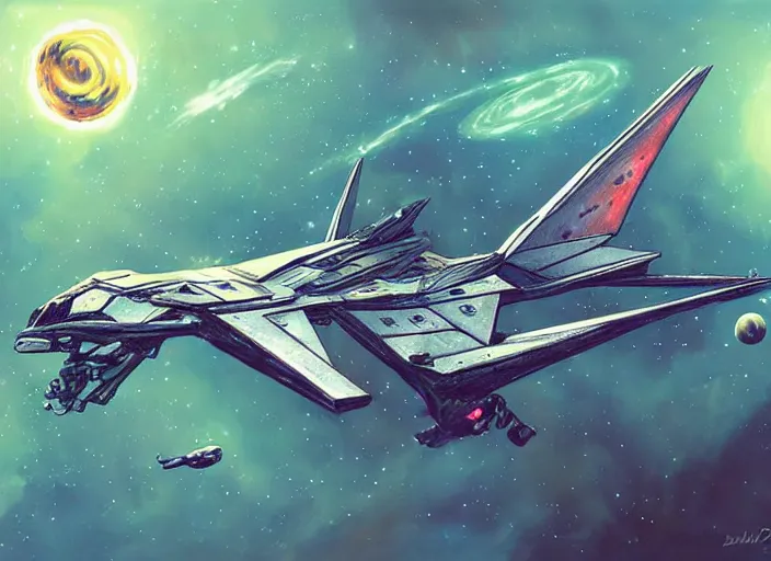 Prompt: a spaceship in cosmic space, art by dayer diego, dayer diego artwork,