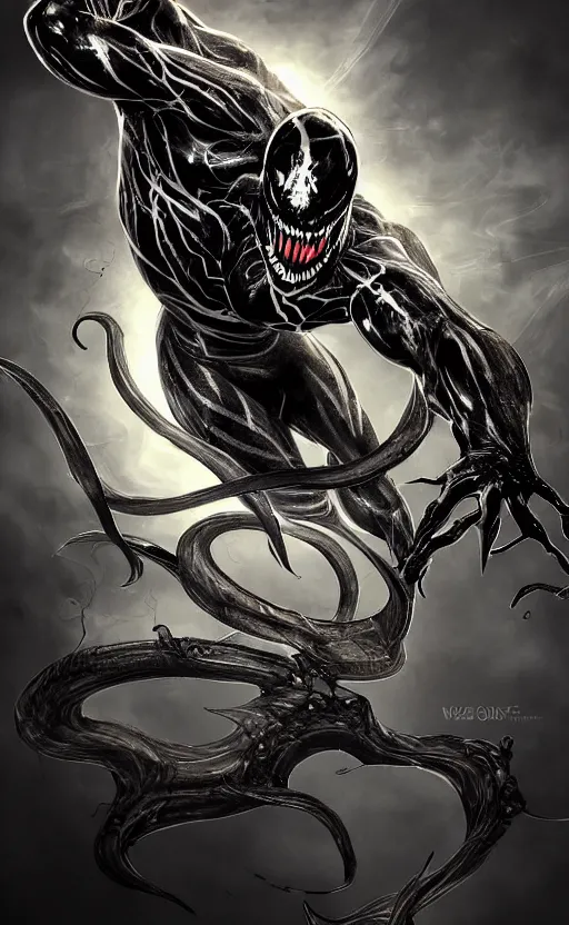 Image similar to venom as the scariest flash, dynamic lighting, fantasy concept art, trending on art station, stunning visuals, creative, cinematic, ultra detailed, ray tracing, sun rays, hyper realistic