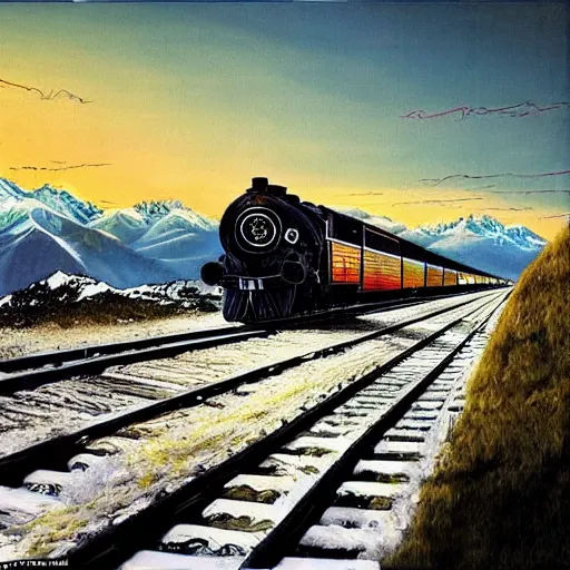 Image similar to Stunning image of The Orient Express navigating The Alps by various artists