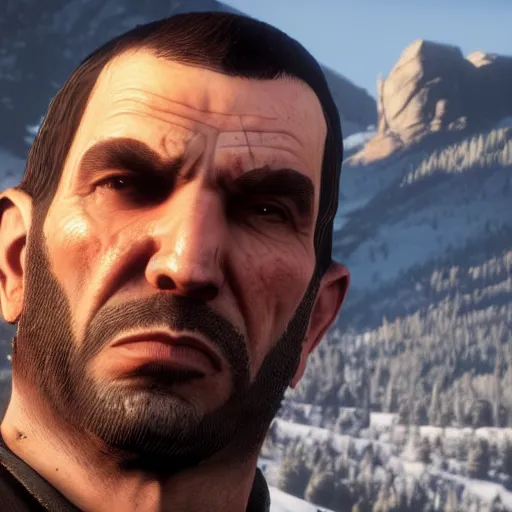 Image similar to Niko Bellic in red dead redemption 2 4K quality