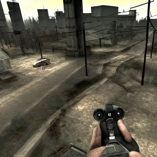 Prompt: Low quality found footage of Half life 2 on PlayStation one