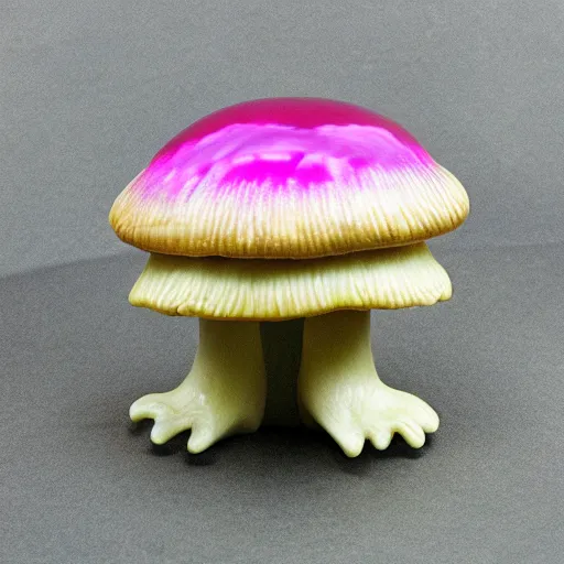 Image similar to alien mushroom, gooey, melty, iridescent