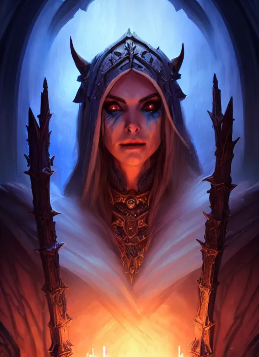 Prompt: portrait of sylvanas windrunner, catacombs, altar of the dead, souls of the dead, intricate, elegant, glowing blue lights, highly detailed, digital painting, artstation, concept art, smooth, sharp focus, illustration, art by wlop, mars ravelo and greg rutkowski
