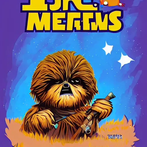 Image similar to cute ewok childrens book cover, colourful, digital art