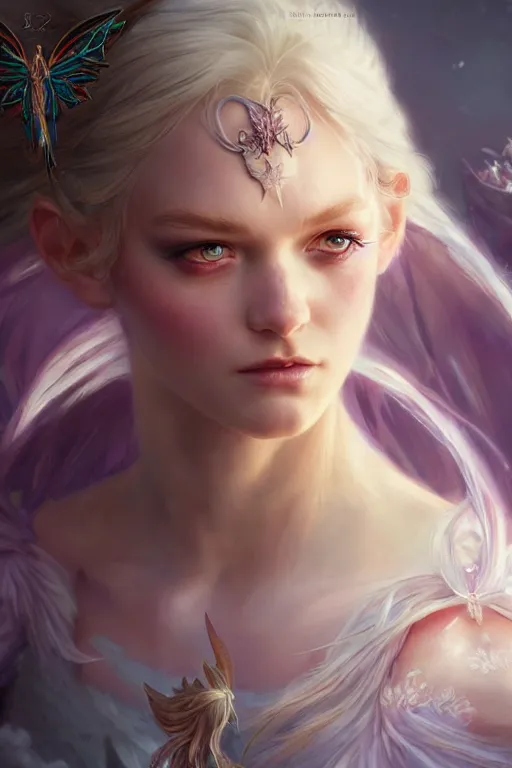 Image similar to fairy princess, highly detailed, d & d, fantasy, highly detailed, digital painting, trending on artstation, concept art, sharp focus, illustration, art by artgerm and greg rutkowski and magali villeneuve