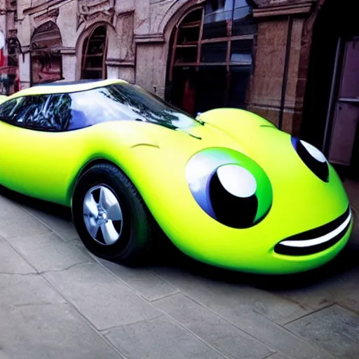 Prompt: sports car with big eyes and a pair of giant lips