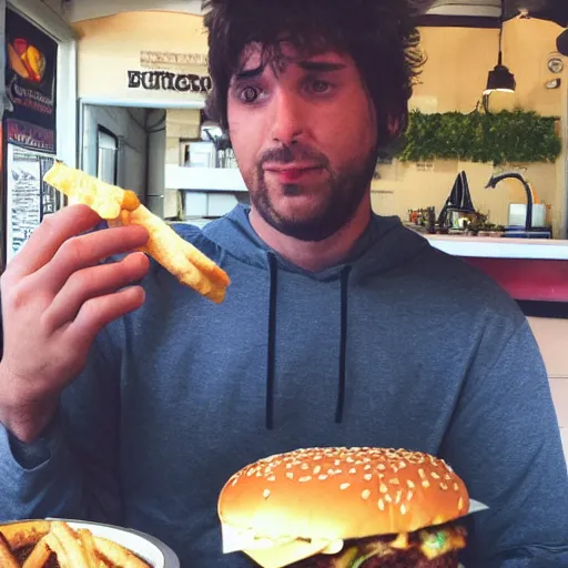Prompt: fatass eating a burger