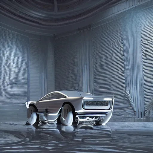 Image similar to sci-fi car and wall structure in the coronation of napoleon painting by Jacques-Louis David in the blade runner 2049 film and point cloud in the middle and everything in form of zaha hadid architects artwork by caravaggio unreal engine 5 keyshot octane lighting ultra high detail ultra hyper realism 8k 16k in plastic dark tilt shift full-length view