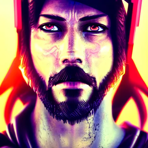 Prompt: cyberpunk jesus with halo and wings dramatic self portrait, macro, vibrant, 30mm photography, gta artstyle, wide shot, dramatic lighting, octane render, hyperrealistic, high quality, highly detailed, artstation, HD, beautiful, cinematic, 8k, unreal engine, facial accuracy, symmetrical