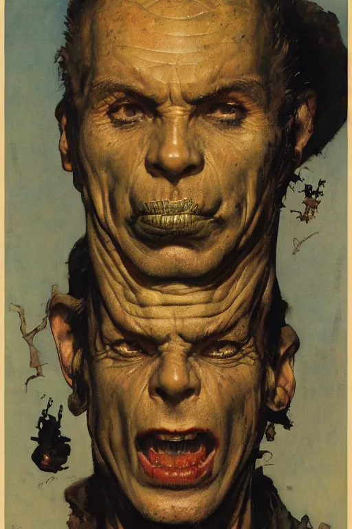 Image similar to upper body and head portrait of lizard man, by norman rockwell, roberto ferri, daniel gerhartz, edd cartier, jack kirby, howard v brown, ruan jia, tom lovell, frank r paul, jacob collins, dean cornwell, 5 0 s pulp scifi fantasy illustration