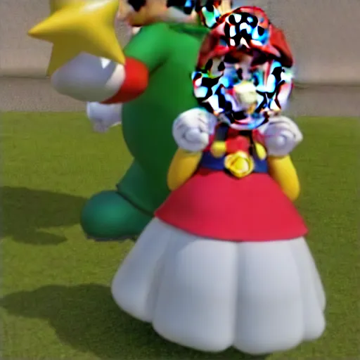 Prompt: super mario wearing a dress, highly detailed, extremely high quality, hd, 4 k, 8 k, canon 3 0 0 mm, professional photographer, 4 0 mp, lifelike, top - rated, award winning, realistic, detailed lighting, detailed shadows, sharp, no blur, edited, corrected, trending