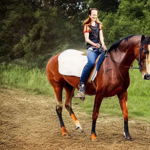 Image similar to duck riding a horse, photo realistic