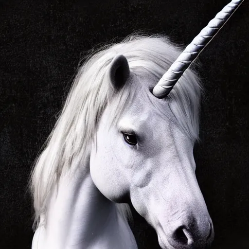 Image similar to a depressed unicorn, high resolution photograph
