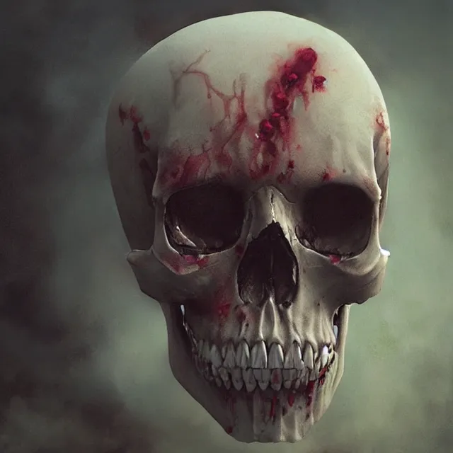 Image similar to hyper realistic photo portrait zombie skull cinematic, greg rutkowski, james gurney, mignola, craig mullins, brom redshift, vray, octane