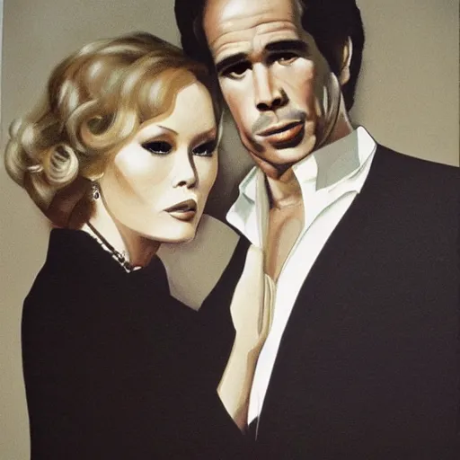 Prompt: faye dunaway and warren beatty acrilic portrait