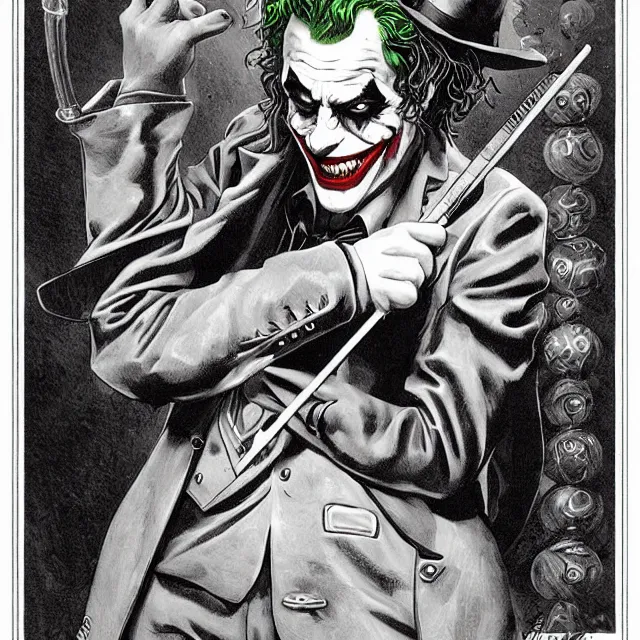 Prompt: the joker playing pool, by ernst haeckel, artgerm, james jean