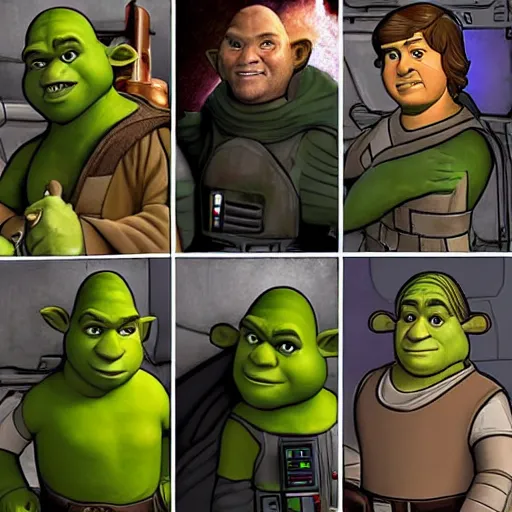 Prompt: Star Wars Episode X: Shrek's Dark Rebirth