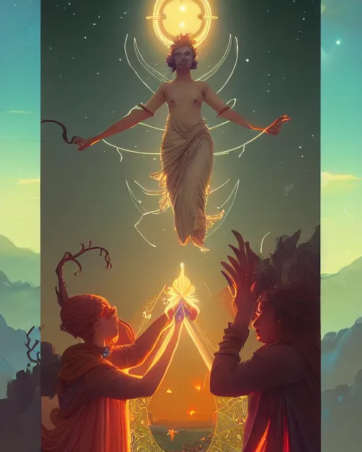 Prompt: highly detailed surreal vfx tarot card of the anima of joy, stephen bliss, unreal engine, greg rutkowski, loish, rhads, beeple, makoto shinkai and lois van baarle, ilya kuvshinov, rossdraws, tom bagshaw, alphonse mucha, global illumination, detailed and intricate environment