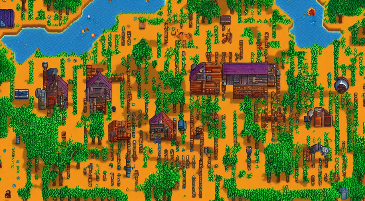 Prompt: Stardew Valley nuclear wasteland, concept art, cinematic