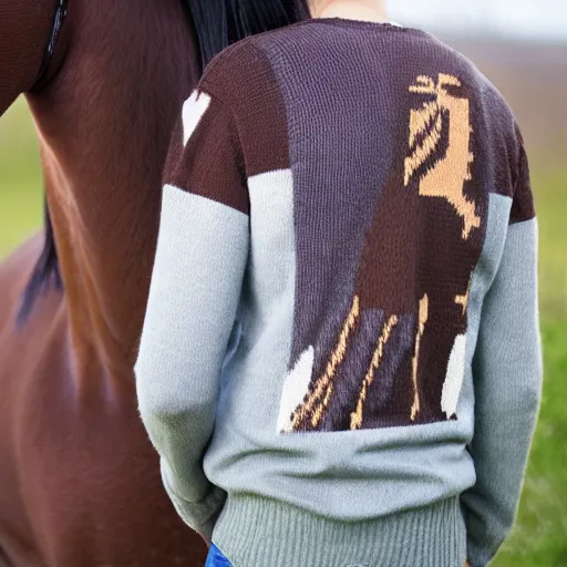 Image similar to horse wearing a sweater with a horse on it