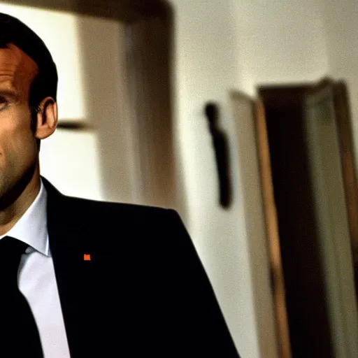 Image similar to Emmanuel Macron wearing François 1er costume in American Psycho (1999)